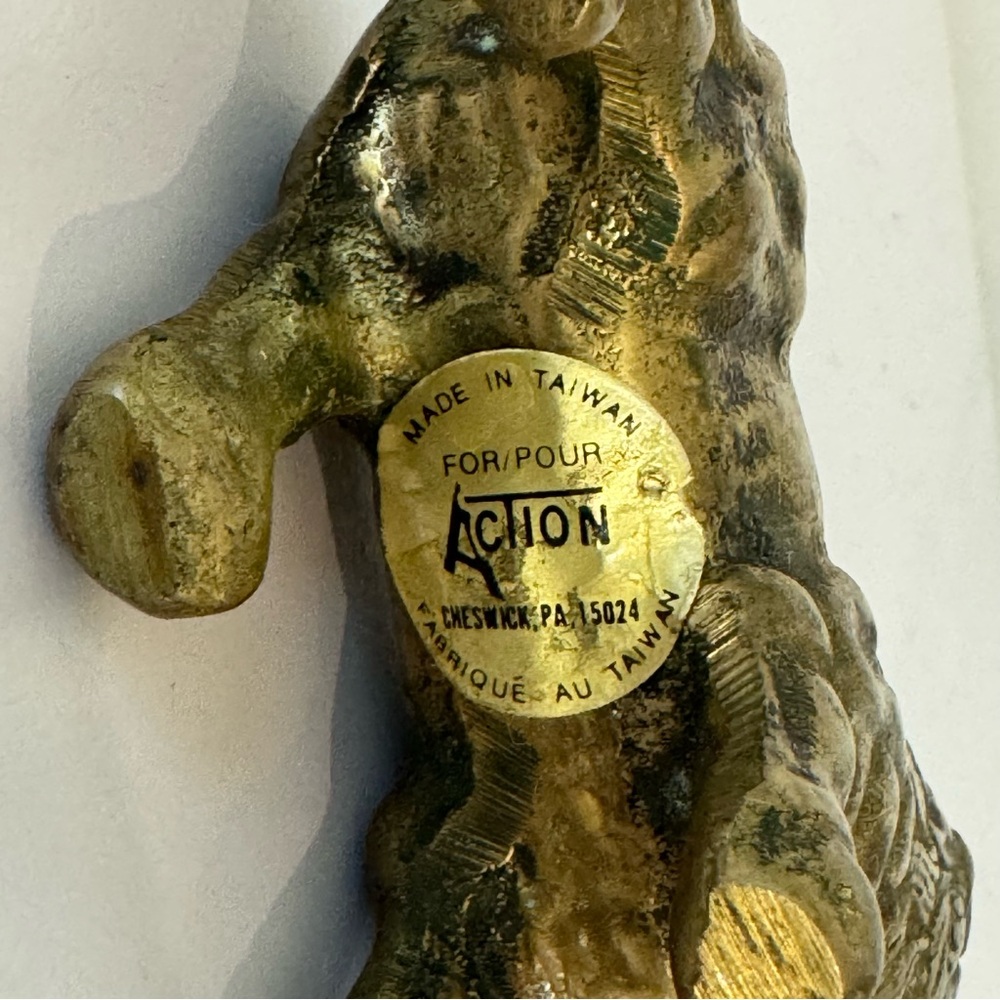 Action Vintage Solid Brass Lion Figurine Heavy Small Solid Made Taiwan - Picture 7 of 11